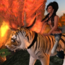 Xandria riding Tiger in front of house_003